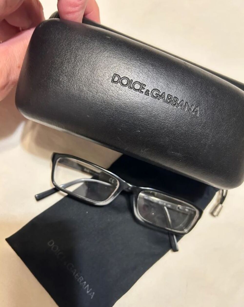 Dolce Gabbana D&G Black RECTANGULAR METAL FRAME Eyeglasses Case Pouch